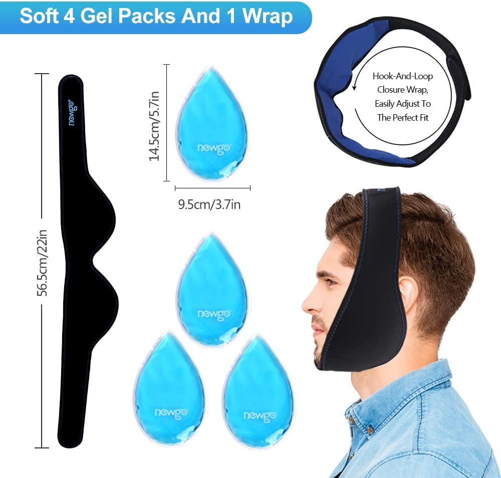 NEWGO Jaw Ice Pack for Face 4 Gel Facial Ice Pack for Oral Surgery