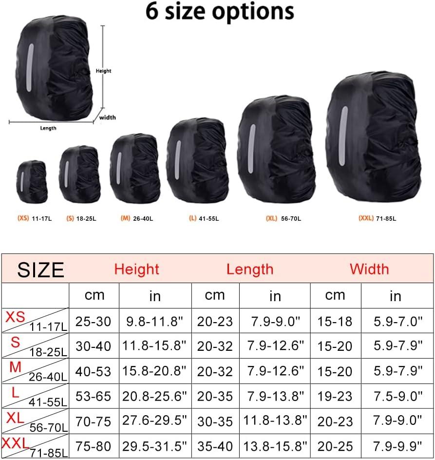 HYCOPROT Waterproof Backpack Rain Cover Yellow | 10-85L | Hi-Visibility |  Reflective Strip | Anti-dust | Hiking Camping Traveling | L(41-55L)