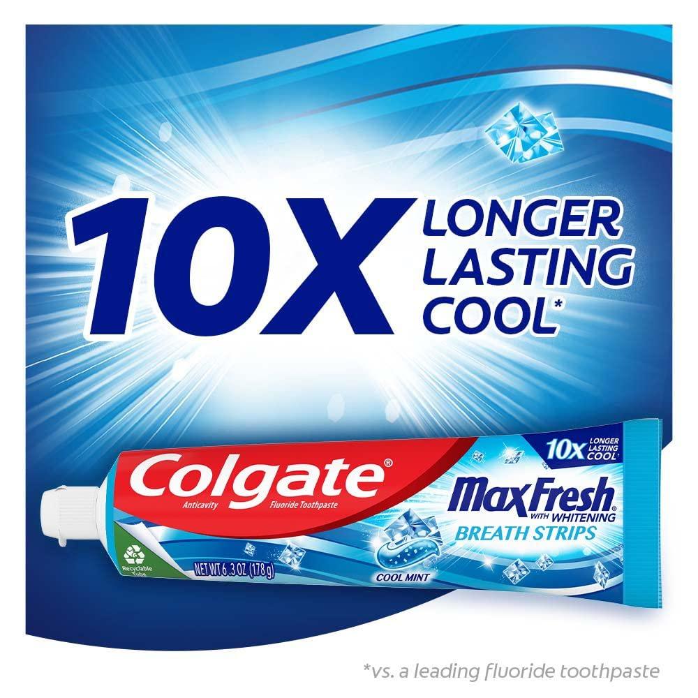 Colgate Max Fresh Whitening Toothpaste 6.3 Oz Tube, 3 Pack Cool Mint