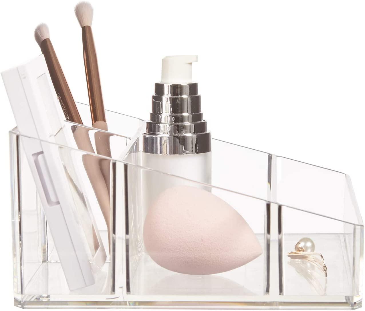  STORi Clear Plastic Multi-Level Vanity Organizer, Rectangular  4-Tier Holder for Makeup, Eyeshadow Palettes, & up to 40 Nail Polish  Bottles