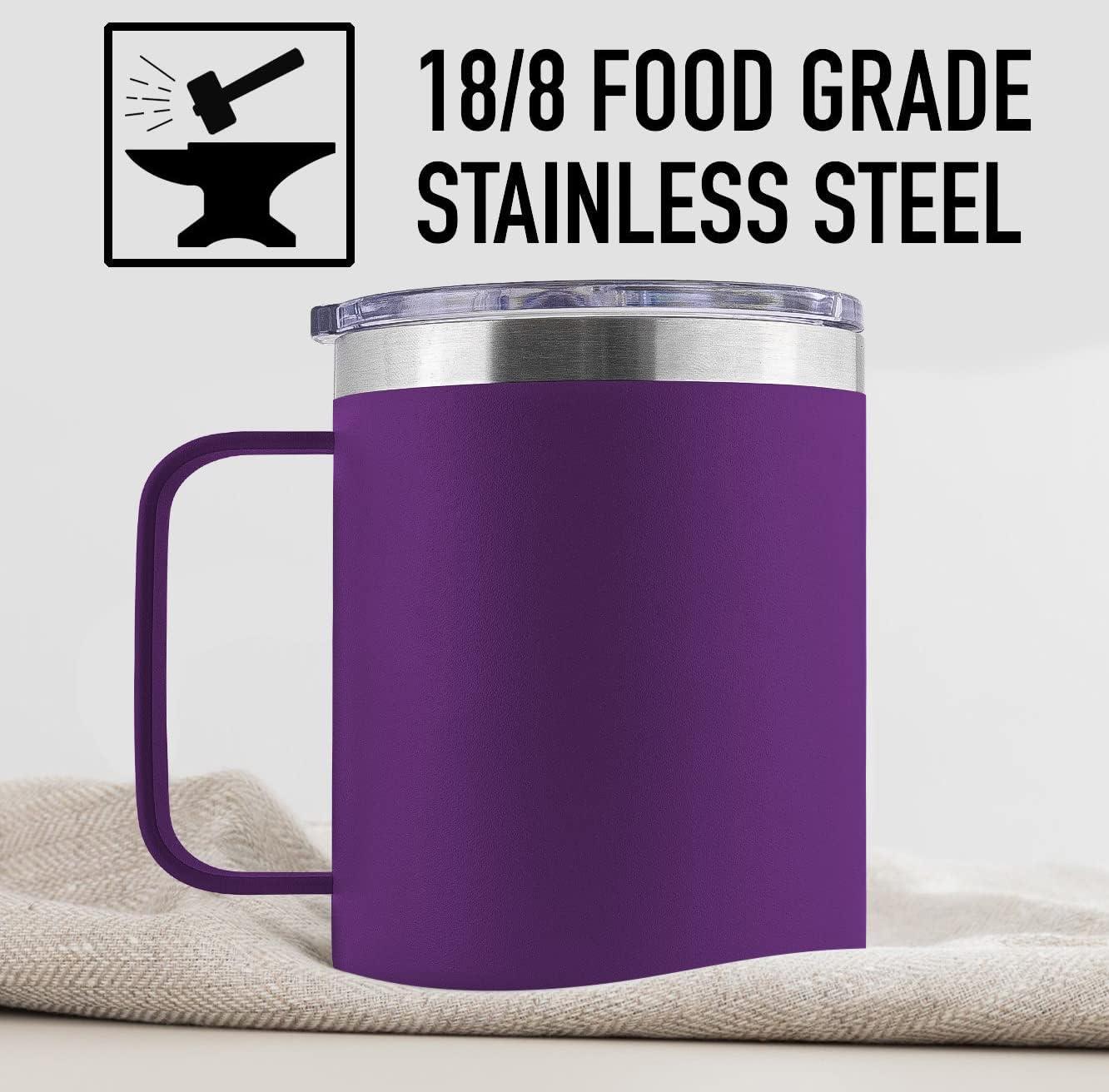 Zulay 12 oz Insulated Coffee Mug with Lid - Stainless Steel