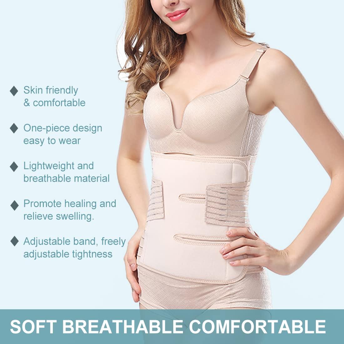 Postpartum Belly Band Wrap Belt C Section Binder - Faja Postparto Cesarea  Post Pregnancy Recovery Support Girdle - After Birth Waist Trainer Body  Shaper For C-Section Natural Birth Post Hysterectomy Beige One