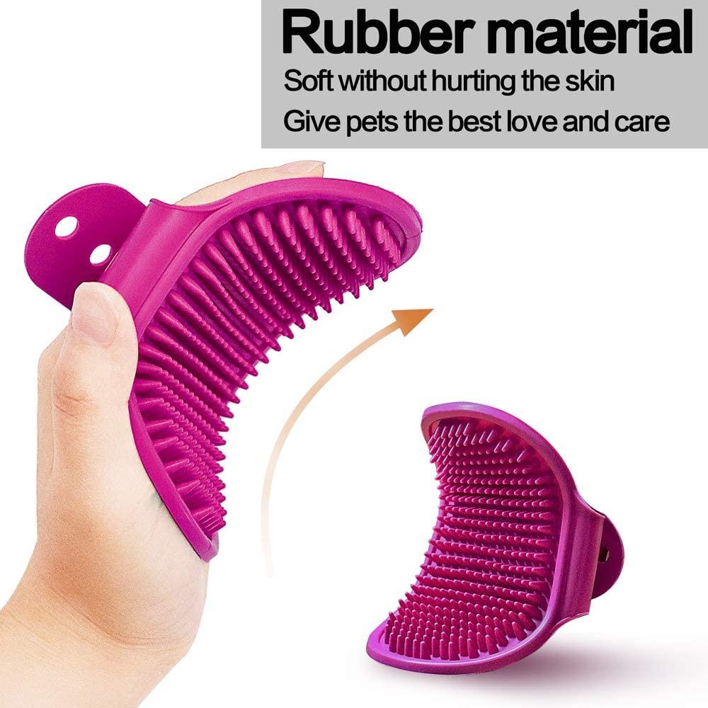 Dog Bath Brush Dog Grooming Brush,Pet Shampoo Soothing Massage Rubber Comb  with Adjustable Ring Handle