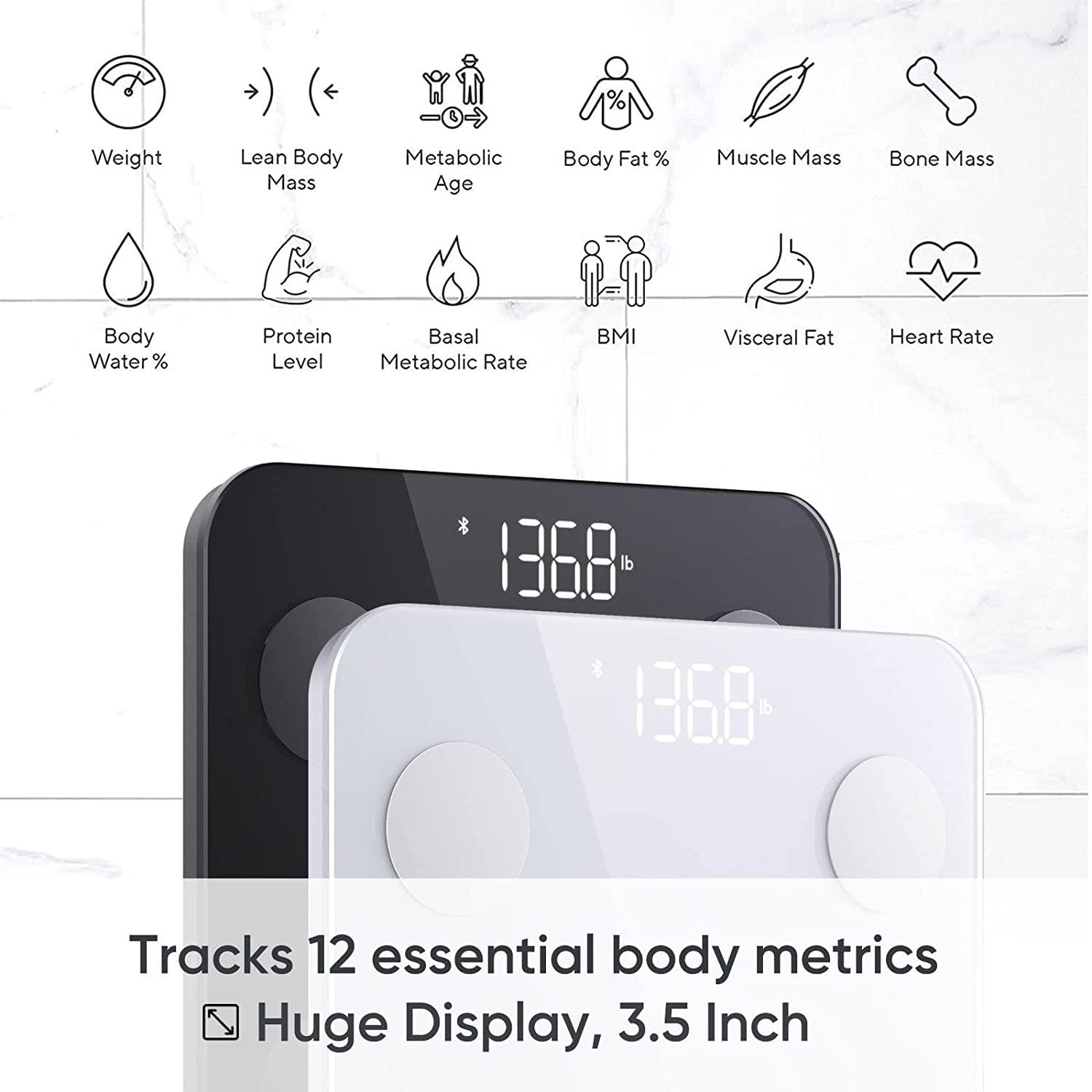 Scales for Body Weight Fat Bluetooth Digital Scales Bathroom Heart Rate  Monitor