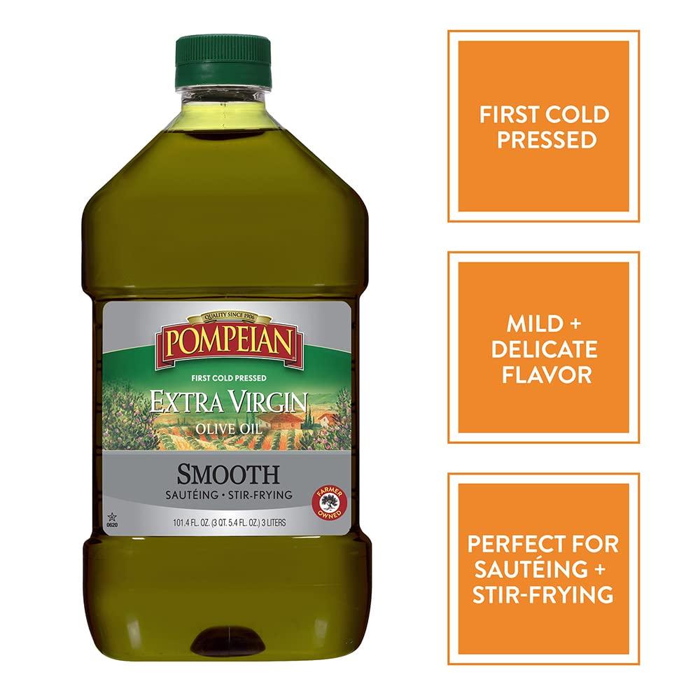 Pompeian Smooth Extra Virgin Olive Oil, First Cold Pressed, Mild and