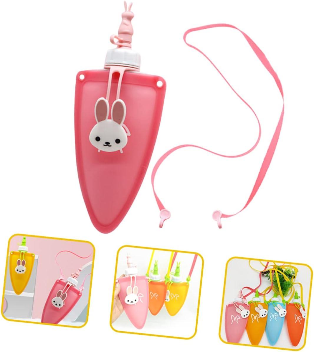 Adjustable Easter Kawaii Cute Silicone Straw Drink Bottle Pink
