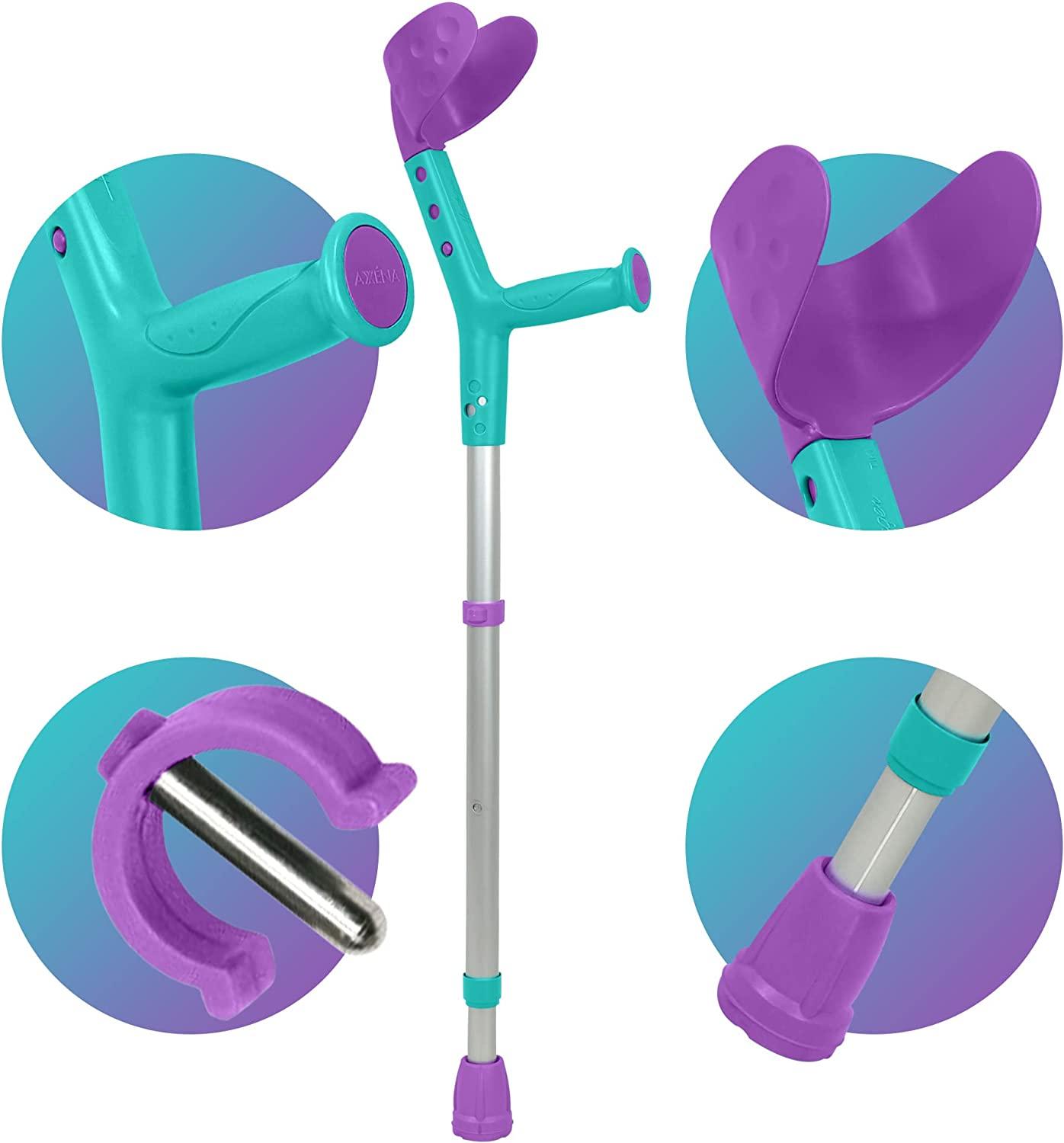 ORTONYX Kids Walking Forearm Crutches (1 Pair) Lightweight Aluminum, Adjustable Support for