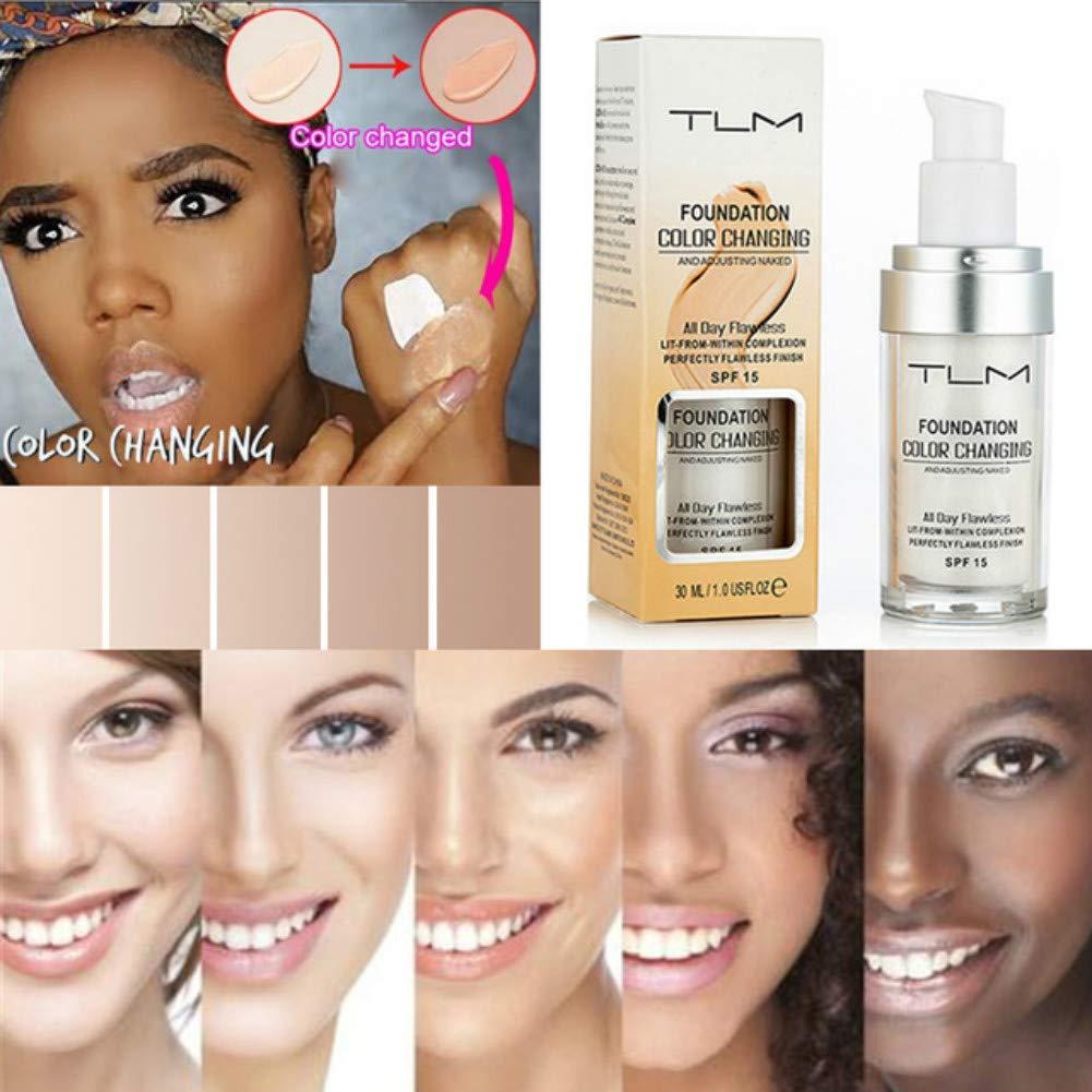 TLM 30ml Color Changing Foundation Liquid Base Makeup Change to Your Skin Tone by Just Blending