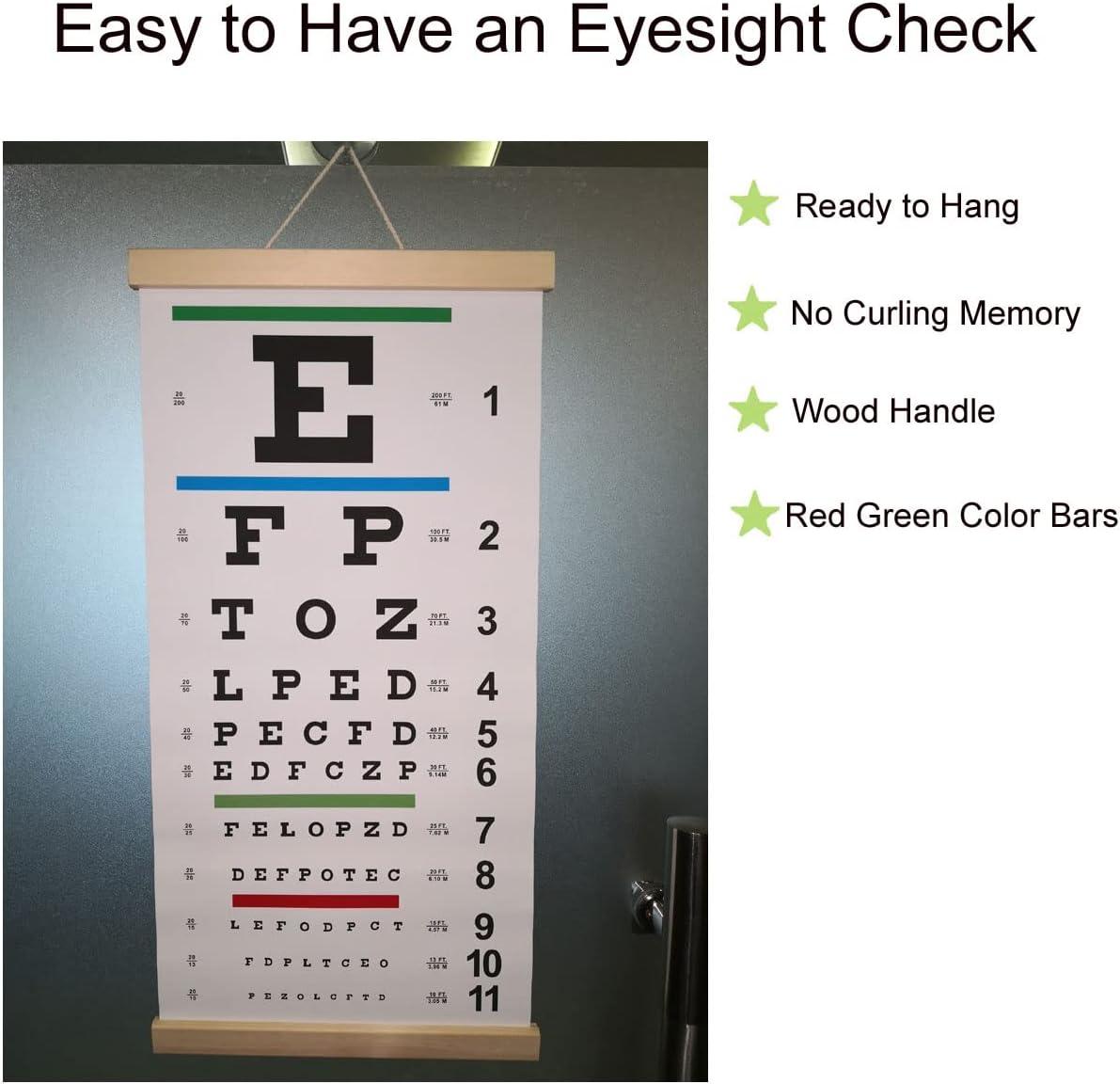 NOYOC Eye Charts for Eye Exams 20 Feet, Snellen Eye Chart with Wooden Frame for Wall Decor, 22x11 Inches Canvas Low Vision Eye Chart with Eye Occluder