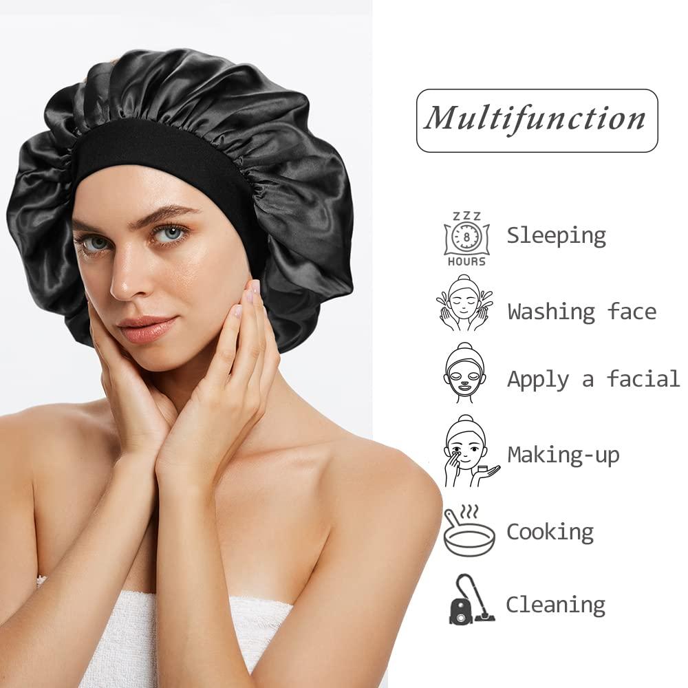 XDRISONY 3 Pieces Large Satin Sleep Bonnet for Curly Hair, Women Hair  Bonnets for Sleeping Medium