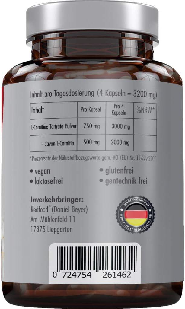 what are side effects of l carnitine REDFOOD L-Carnitine 750mg - High Dose 250 Vegan Capsules | 100% Pure L-Carnitine  Tartrate No Additives Made in Germany - International Shipping | Buy Now  with Express International Delivery main image 1