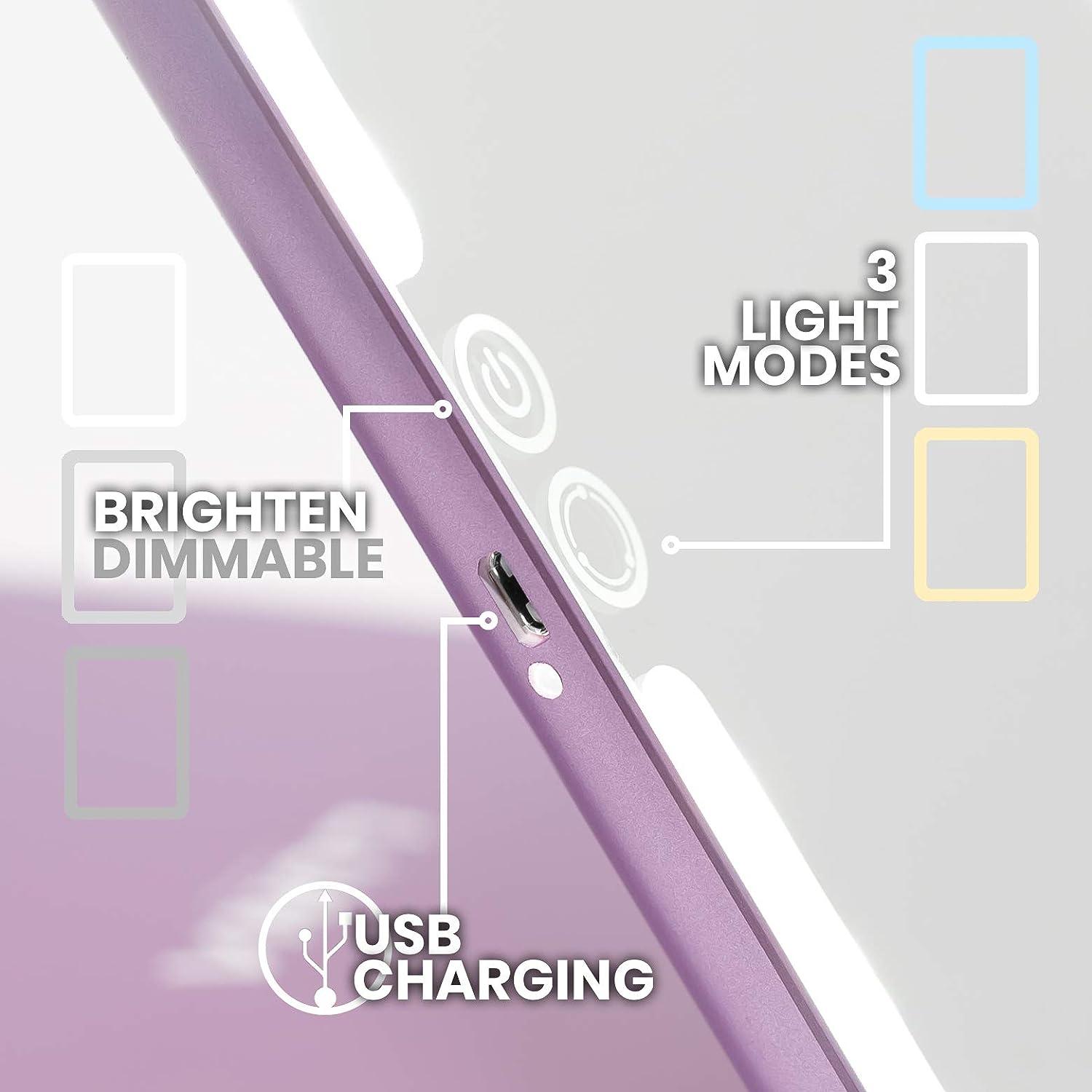 LUNA London Eclipse LED Lighted Travel Vanity Makeup Mirror 3 Colour