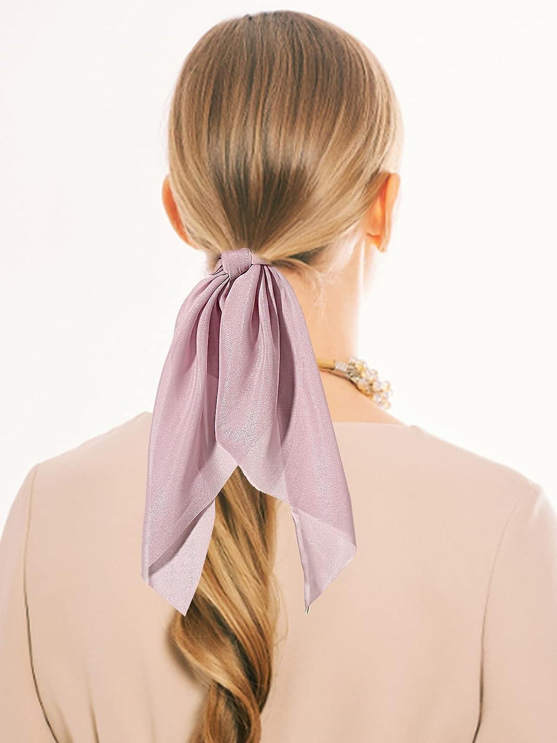 8pcs Butterfly Hair Scarf Scrunchies with Bow Chiffon Hair Ties