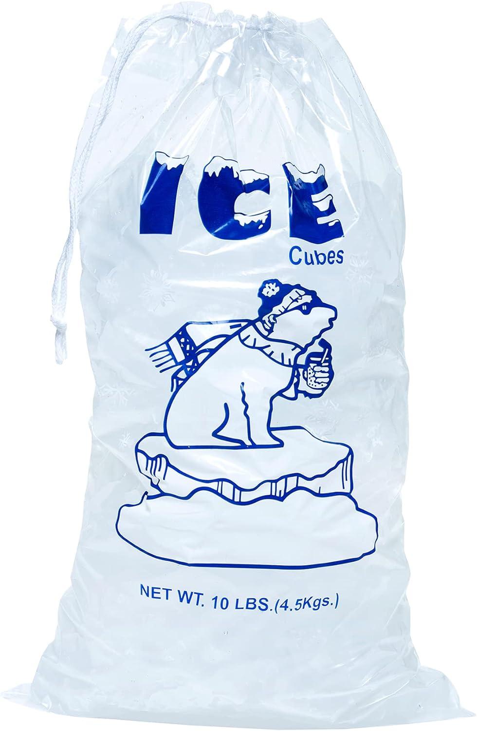 8 lb. Polyethelyne Ice Bags with Drawstring Crystal Ice