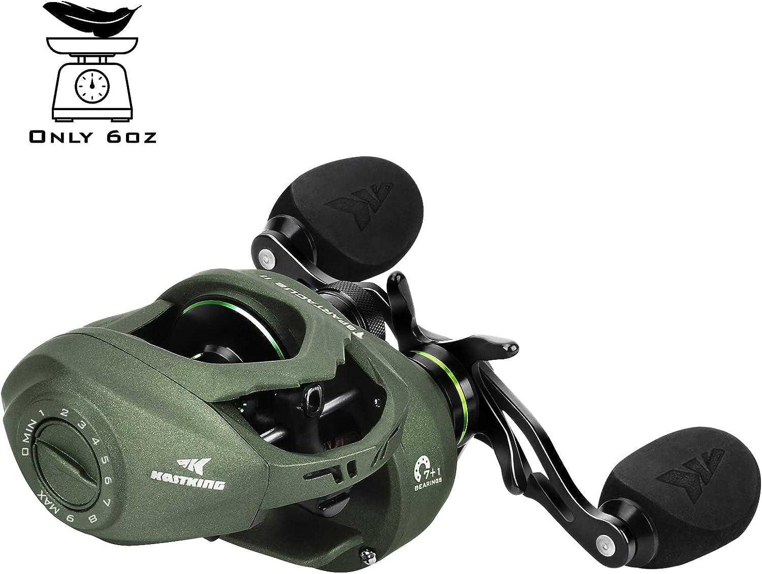KastKing Spartacus II Baitcasting Fishing Reel, 6oz Ultralight Baitcaster  Reel, Super Smooth with 17.6 LB Carbon Fiber Drag, 7.2:1 Gear Ratio, 39mm  Palm Perfect Lower Profile Design C:Right-Stryker Green-7.2:1