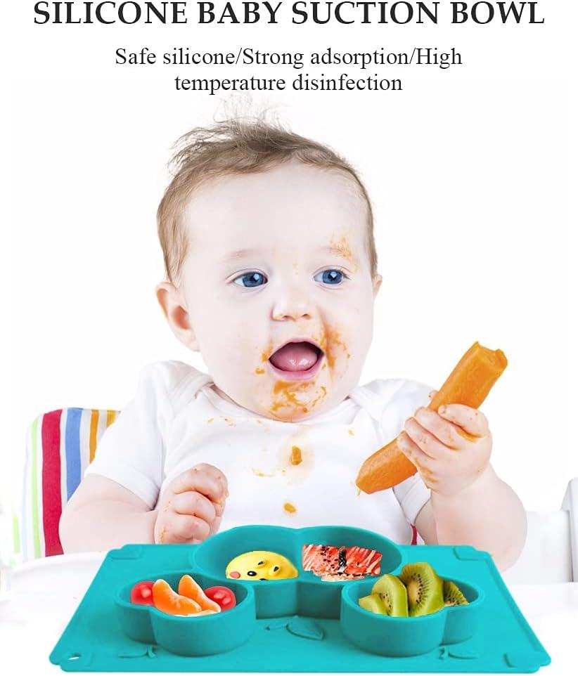 cauyuan Baby Suction Plates Silicone Baby Plate for Toddlers and Infants  Used in Dishwasher Ovens and Refrigerators Green