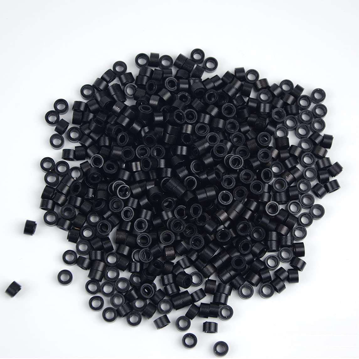 500Pcs Micro Rings 5mm Silicone Lined Aluminum Link Beads for Hair  Extensions Tools, Black