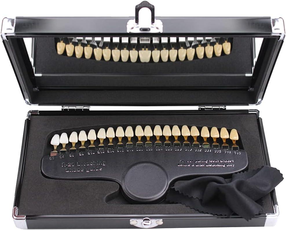 20 Dental Tooth Whitening Shade Guide with Mirror for Dentist Tracking