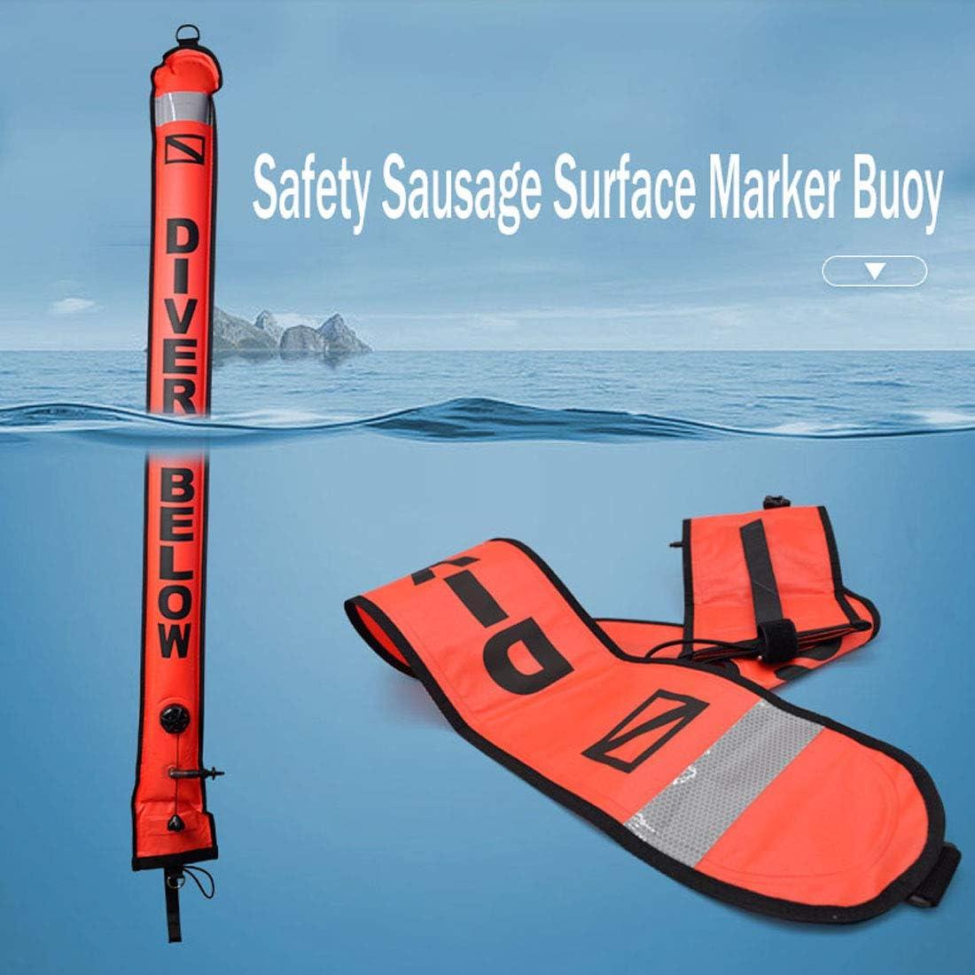 JZLiner DSMB 6ft Surface Marker Buoy with 100ft Finger Spool Reel Diver  Below Signal Flag Tube Scuba Diving Equipment Open Bottom Set Orange