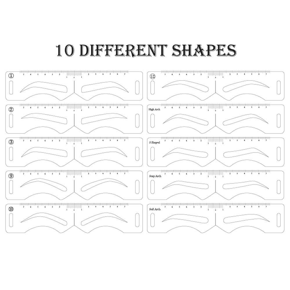 YIZHUO 10 Shapes Eyebrow Stencils, Microblading Supplies, Eyebrow