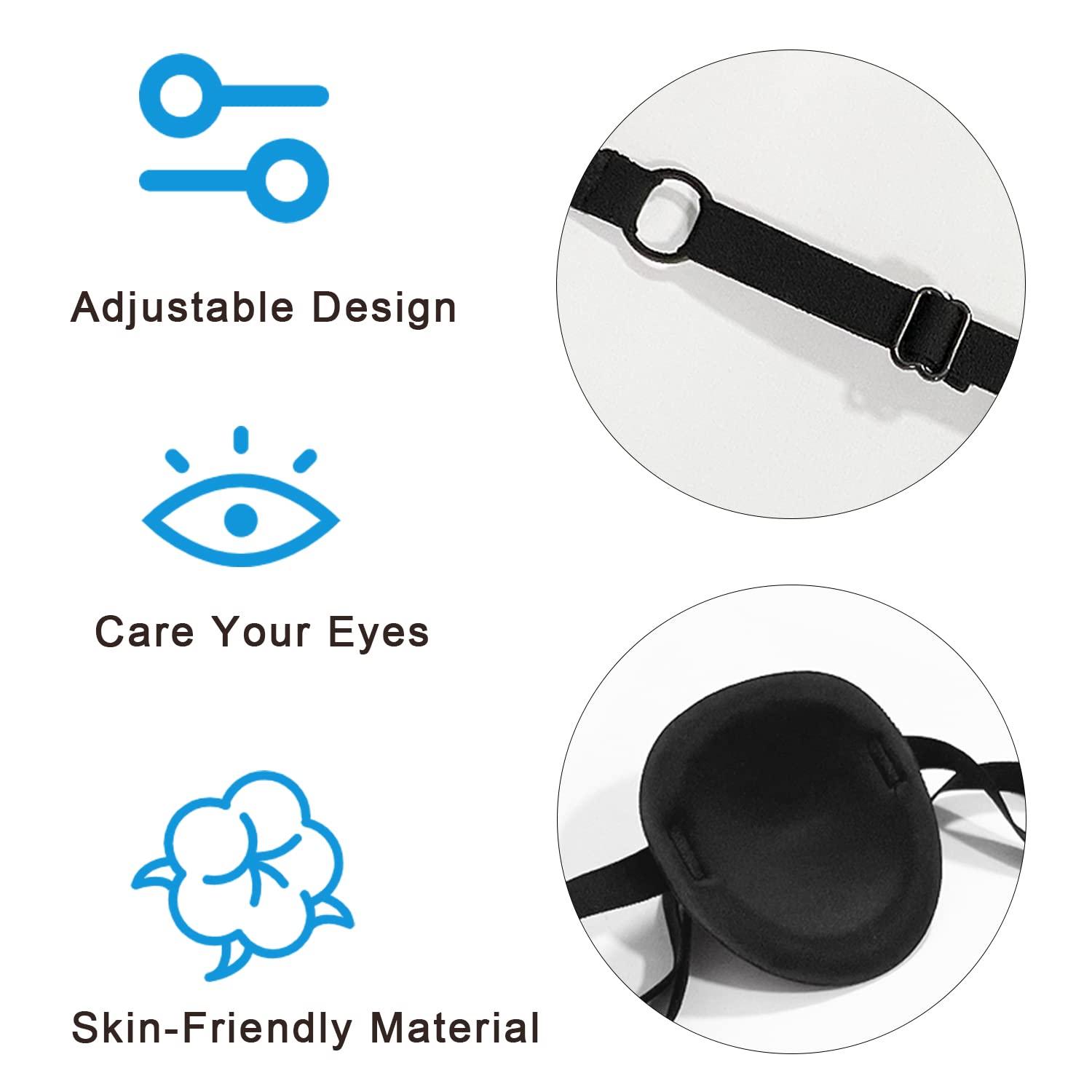 2 PCS Medical Eye Patch for Adults & Kids Adjustable, Comfortable 3D