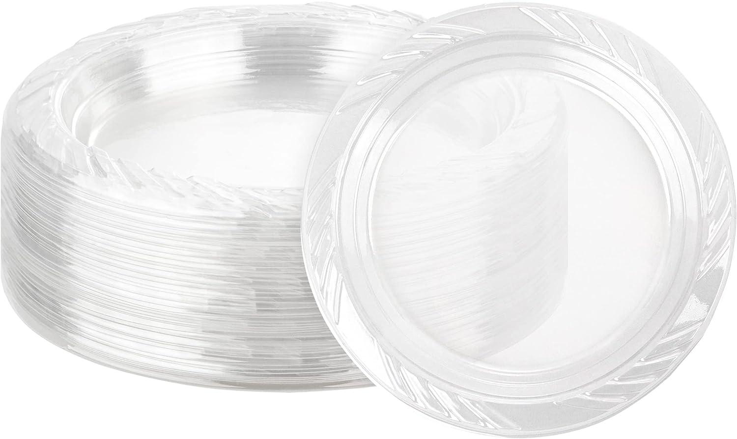 Stock Your Home Clear Plastic Dessert Plates (120 Pack) Flexible