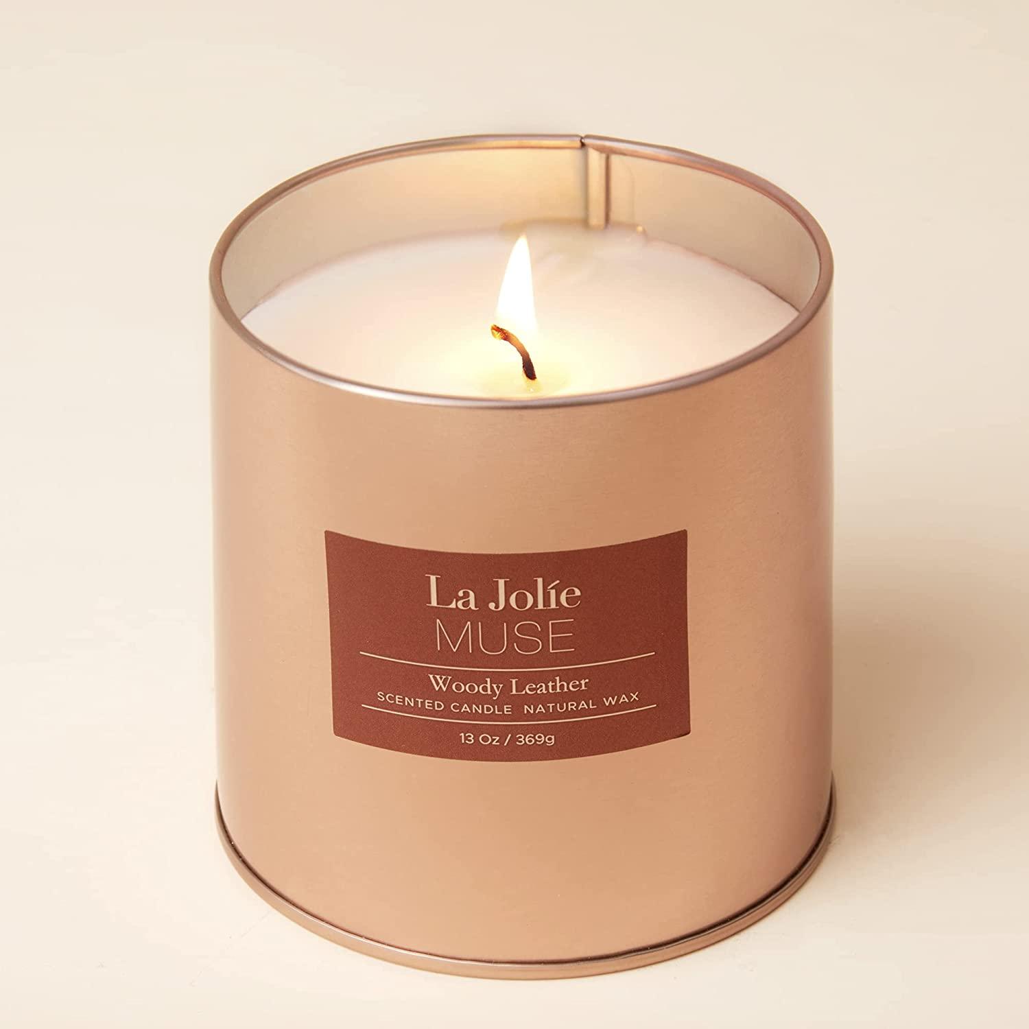 La Jolie Muse Woody Leather Scented Candle Natural Wax 100
