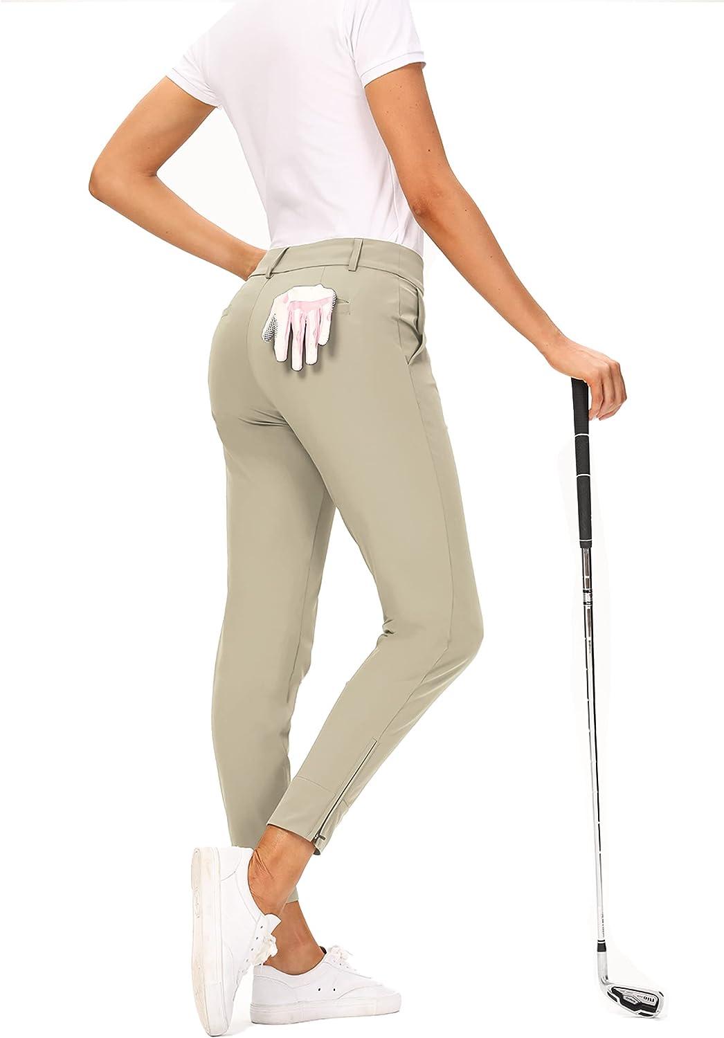 Hiverlay Womens pro Golf Pants Quick Dry Slim Lightweight Work Pants with  Straight Ankle Also for Hiking or Casual Ladies Light Khaki Medium