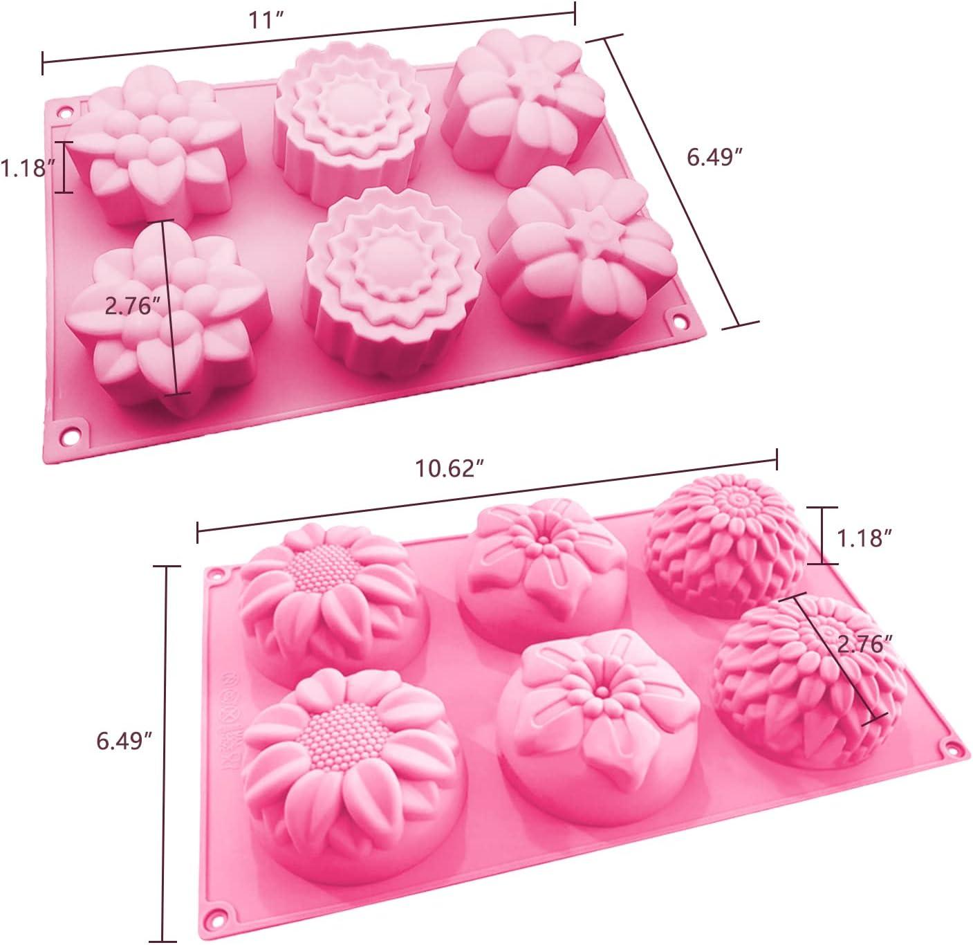  OBSGUMU 3 Pack Silicone Soap Molds, 6 Cavities Flower Making  Mold, Included Rectangle Shape Supplies, Perfect for Handmade Soaps,  Homemade Chocolate