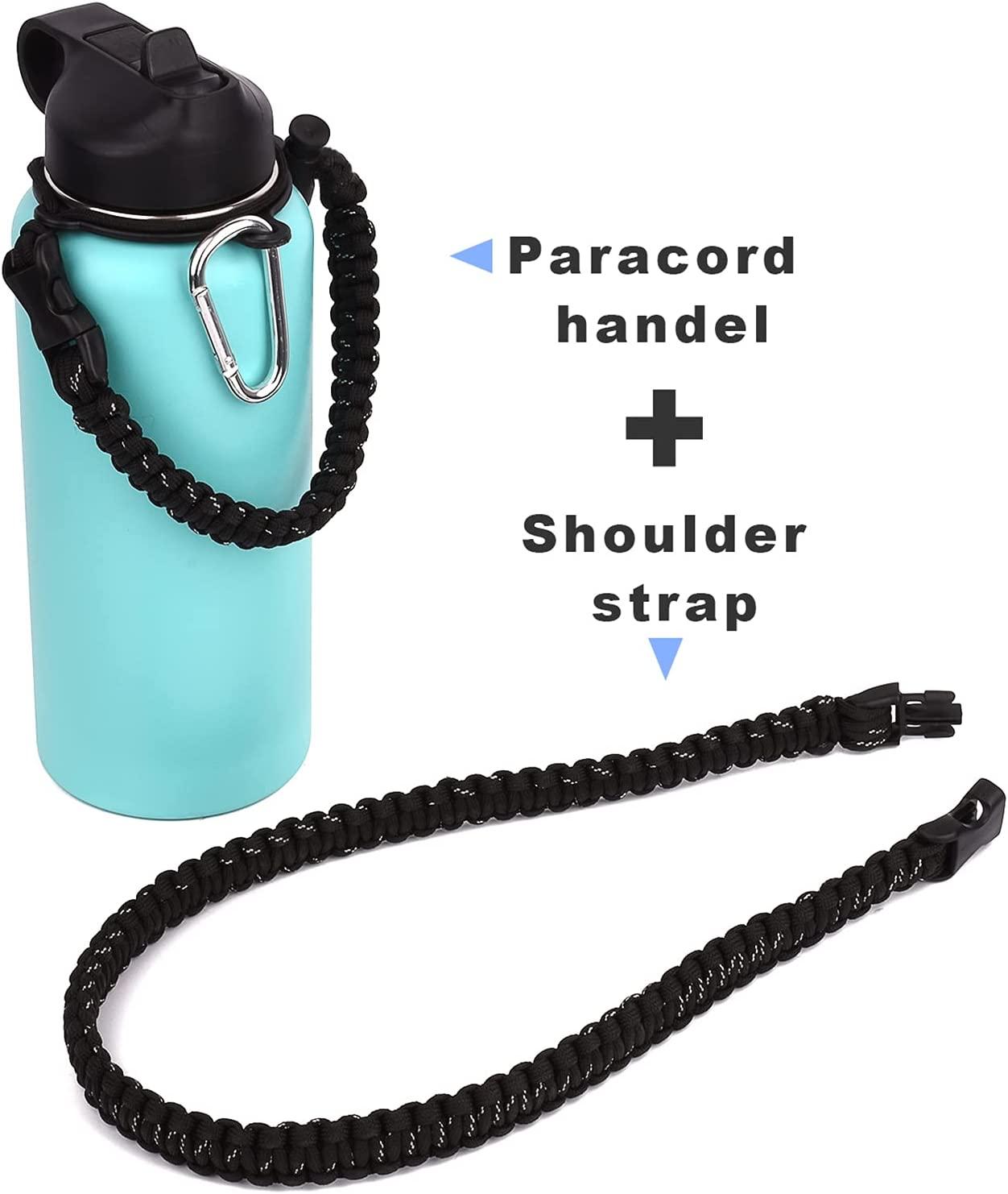  iLVANYA Paracord Handle with Shoulder Strap for Hydro Flask,  Paracord Strap Carrier for 12oz to 64oz Bottle, Bottle Accessories with  Safety Ring Carabiner (Black and White Dot) : Sports & Outdoors