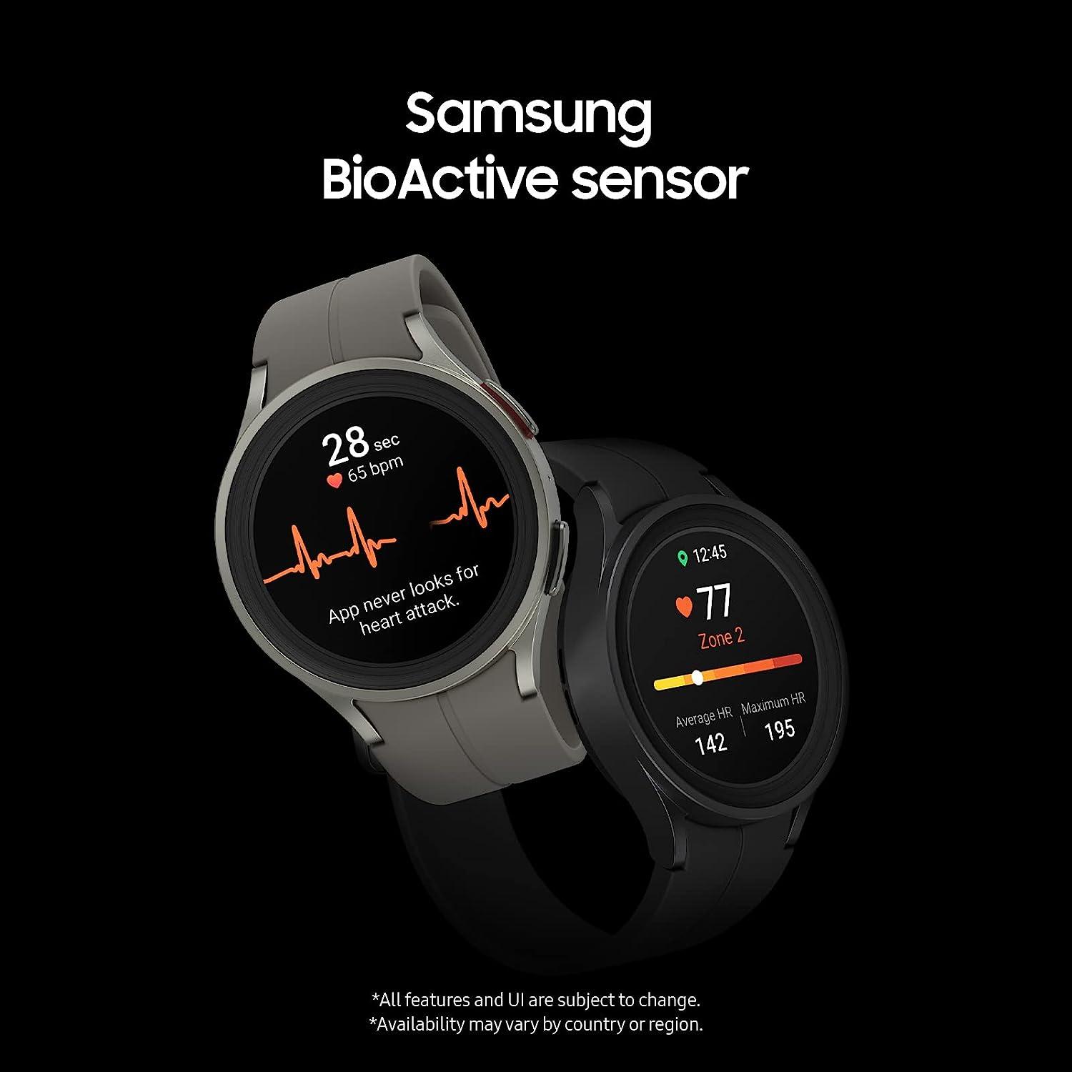 SAMSUNG Galaxy Watch 5 Smartwatch w/Body, Health, Fitness and Sleep  Tracker, Improved Battery, Sapphire Crystal Glass, Enhanced GPS Tracking