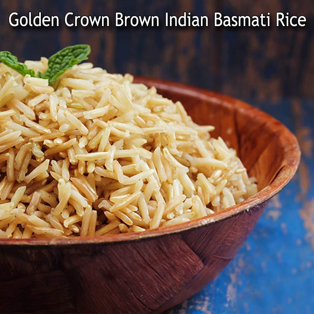 Golden Crown Brown Indian Basmati Rice 10 lb Pack Extra Long Grain