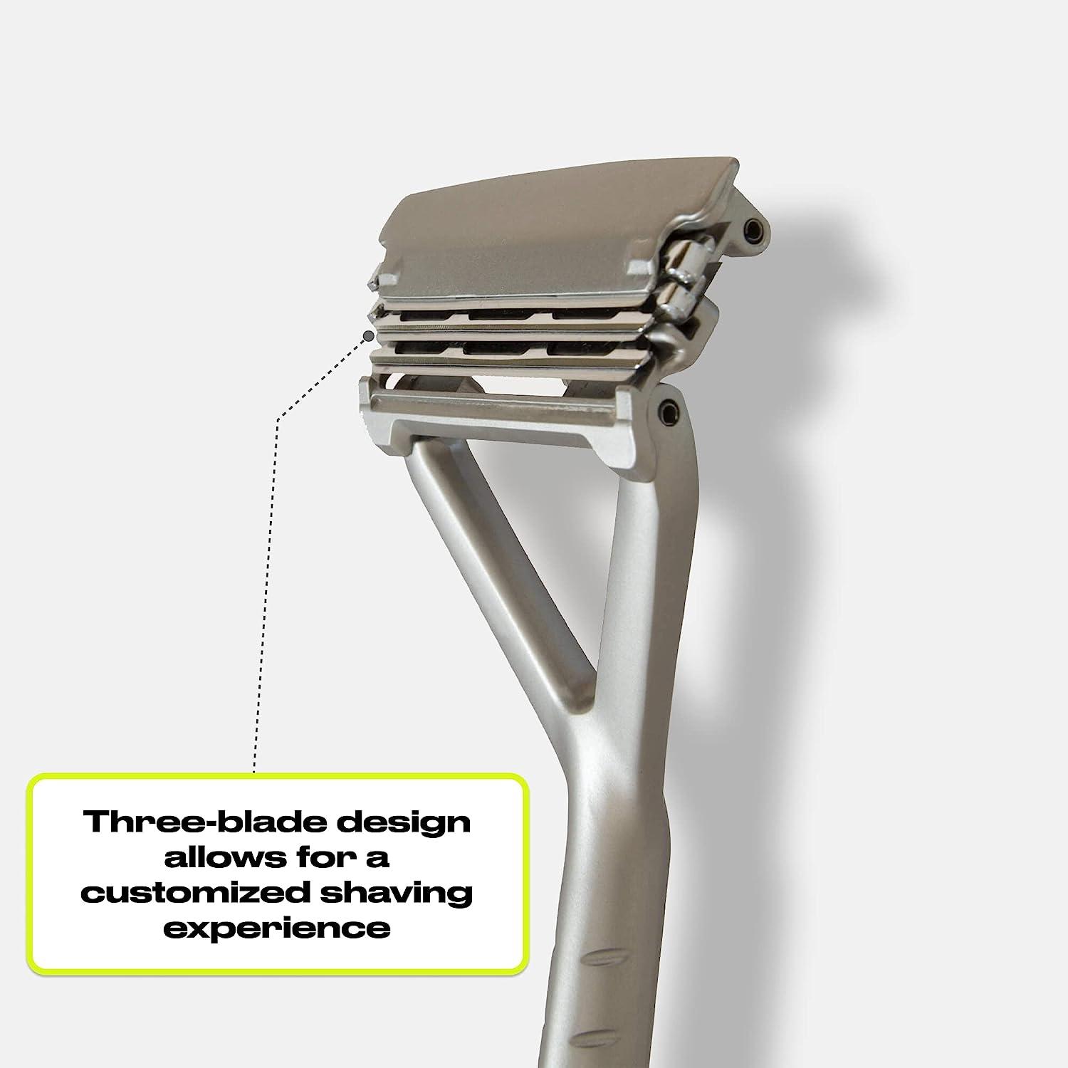 Leaf Chrome Razor - Plastic-Free Three-Blade Pivoting Head Razor ...