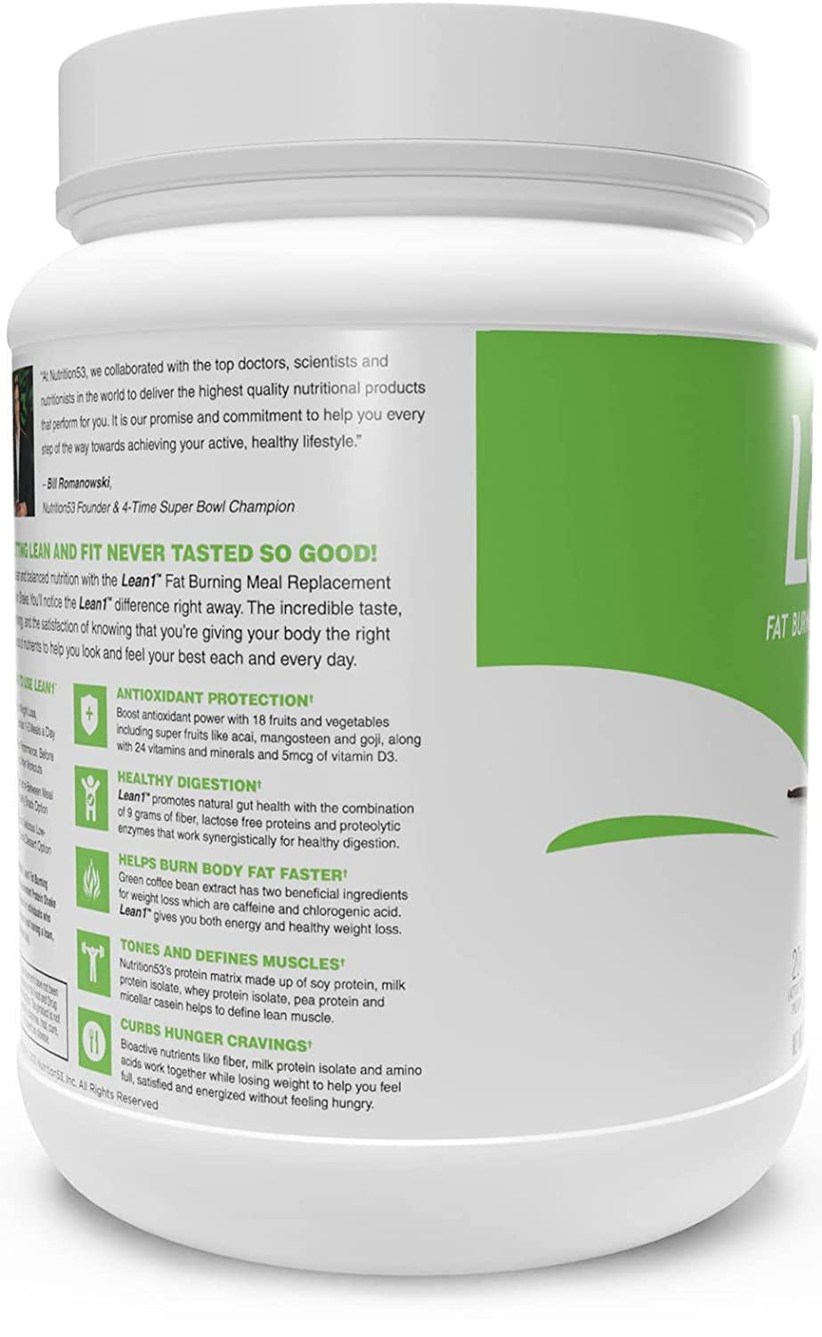 Lean1 Vanilla Fat Burning Protein Powder 15 Servings Meal Replacement