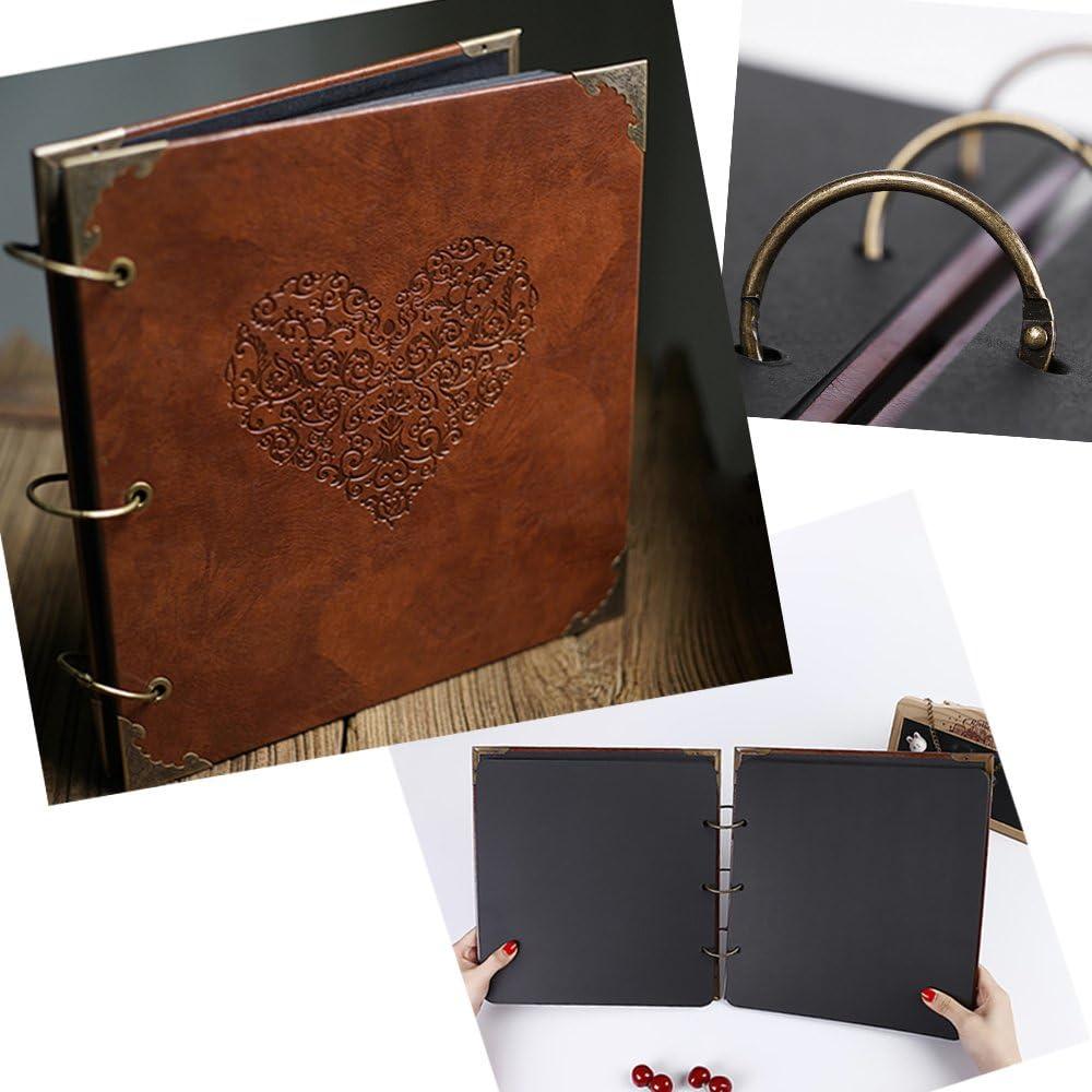 ADVcer Photo Album or DIY Scrapbook (10x10 inch 50 Pages Double Sided)  Vintage Leather Cover Three-Ring Binder Picture Booth Albums with 9 Colors  408pcs Self Adhesive Photos Corners for Memory Keep 01