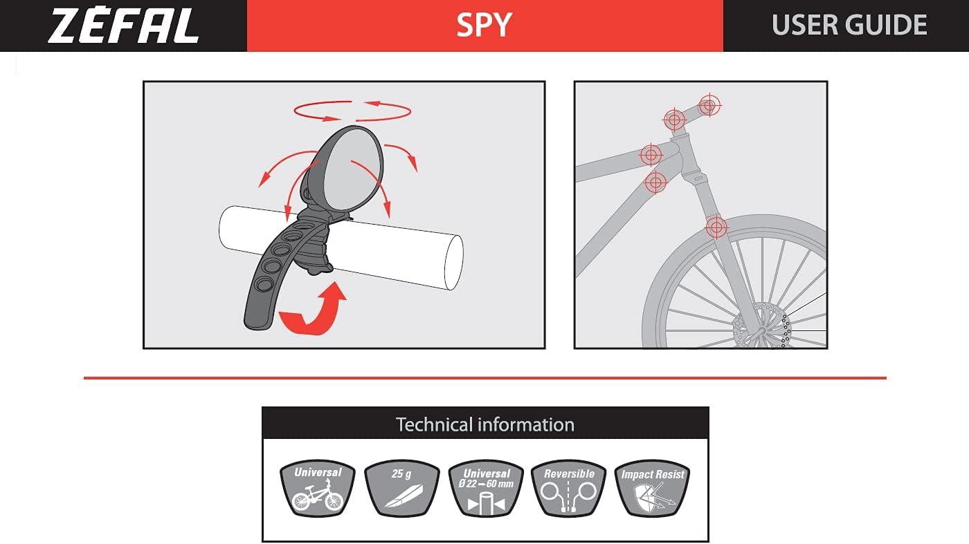 Zefal Spy Bicycle Mirror Black - Enhanced Safety & Visibility for ...