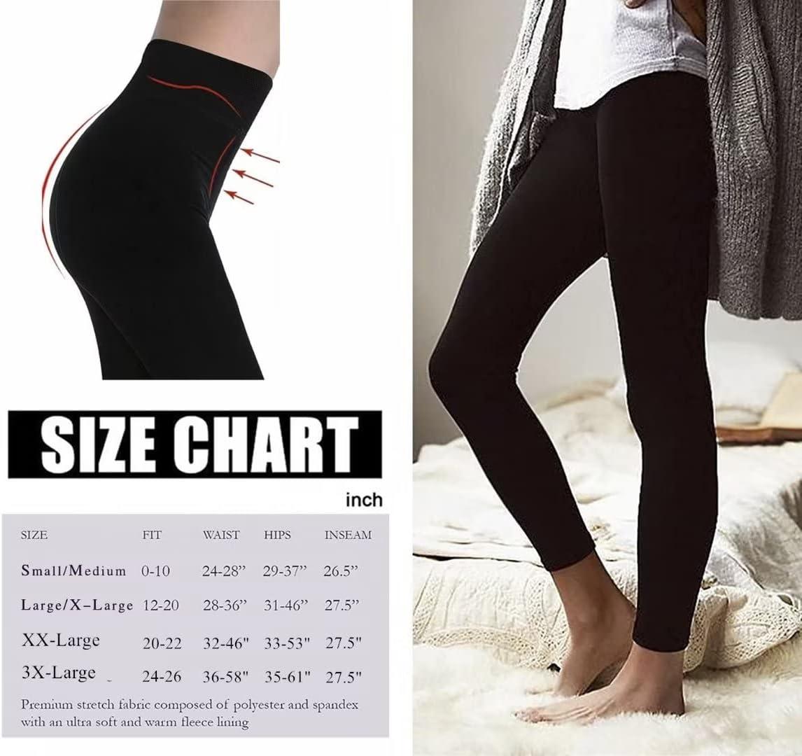 Women's Fleece Lined Leggings Thermal High Waist Tummy Control Yoga Pants  Winter Slimming Workout Running Pants Small-Medium Black
