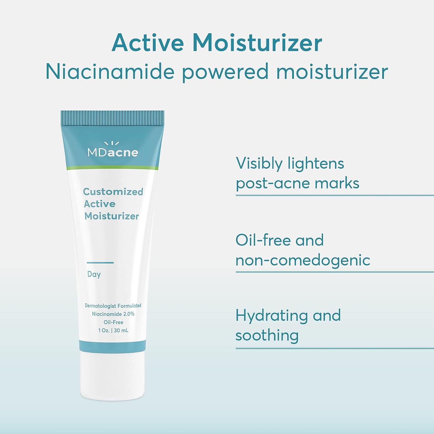 MDacne Facial Moisturizer with Niacinamide 2% - Oil-Free Active Daily