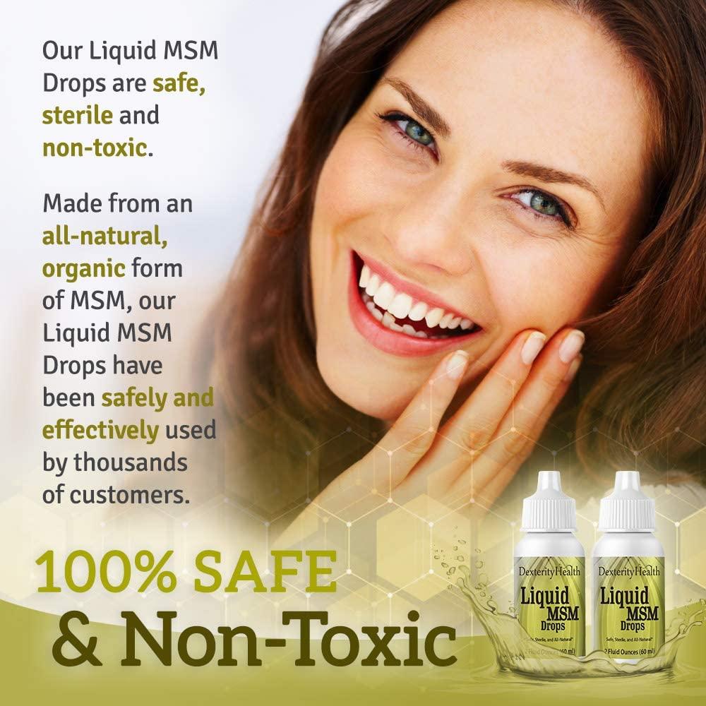 Dexterity Health Liquid MSM Eye Drops 2Pack of 2 oz. SqueezeTop Bottles, 100 Sterile, Vegan
