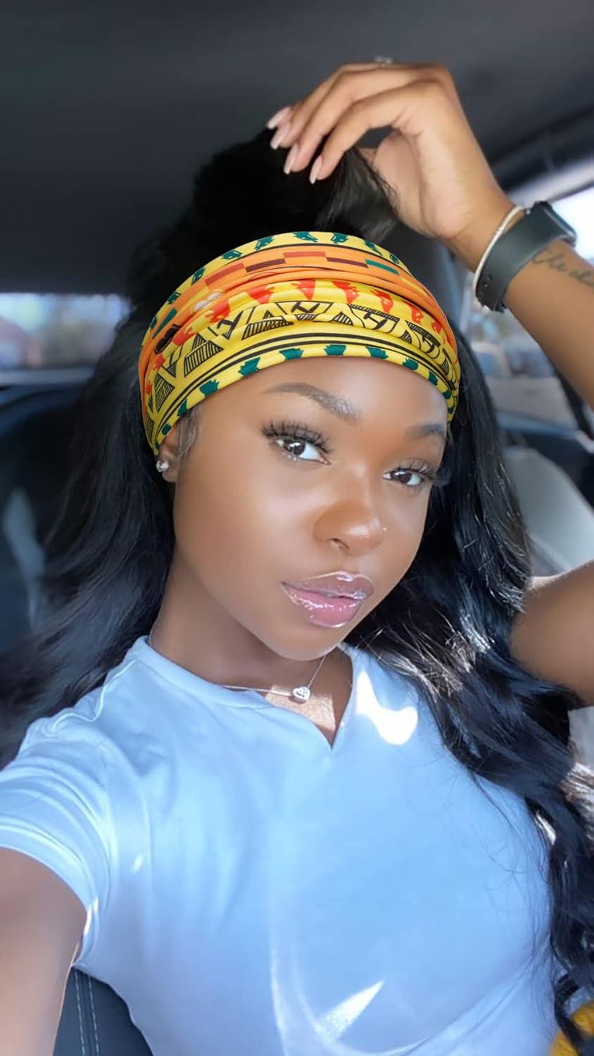 Boho Wide Headbands for Women Non-Slip Workout Head Bands Pack