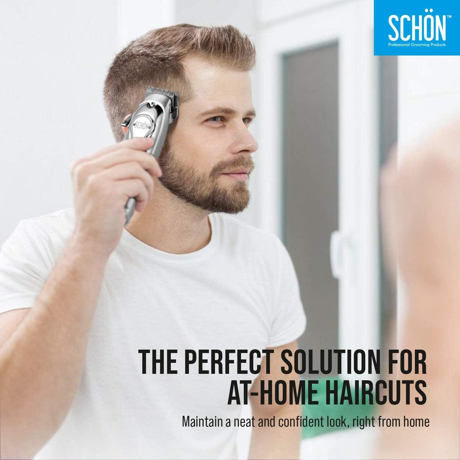 SCHON Cordless Rechargeable Hair Clippers and Trimmer Solid Stainless