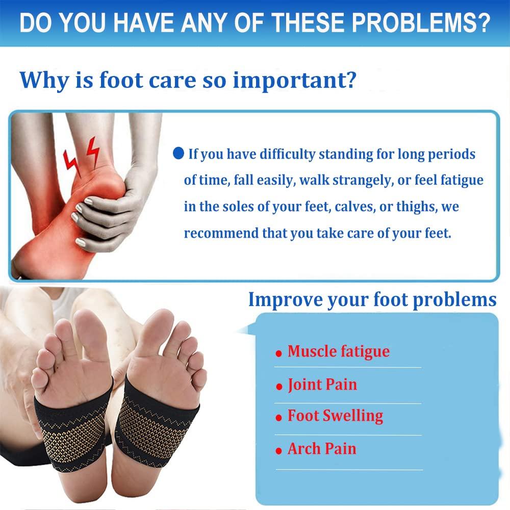 Copper Arch Supporter Set of 2 Relief for Plantar Fasciitis Compression