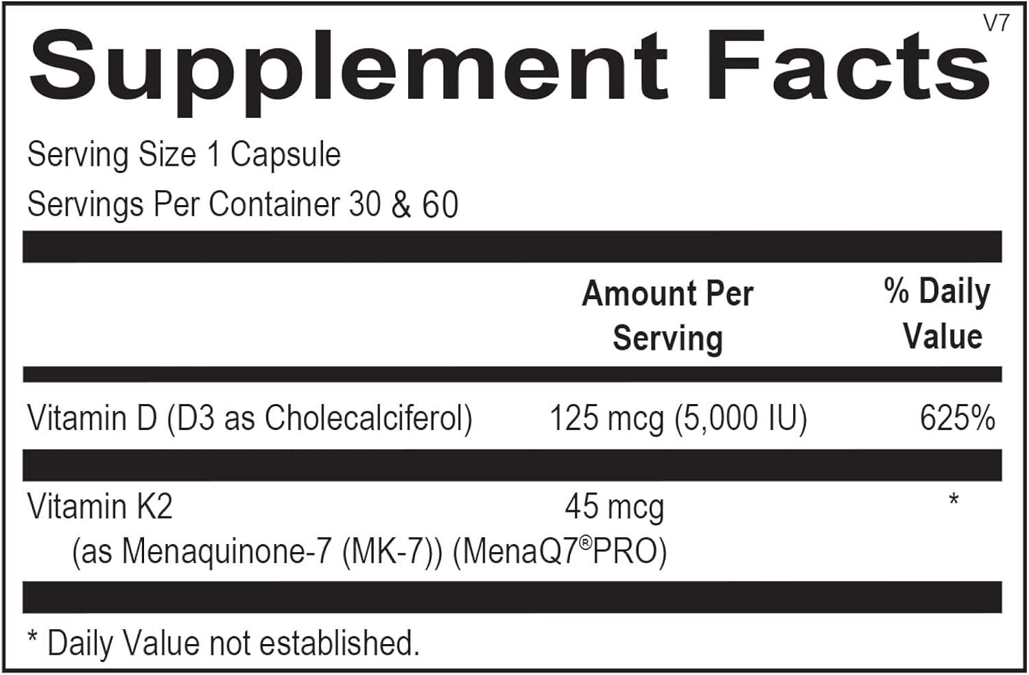 Ortho Molecular Vitamin K2 with D3 60 caps Essential Bone and Heart
