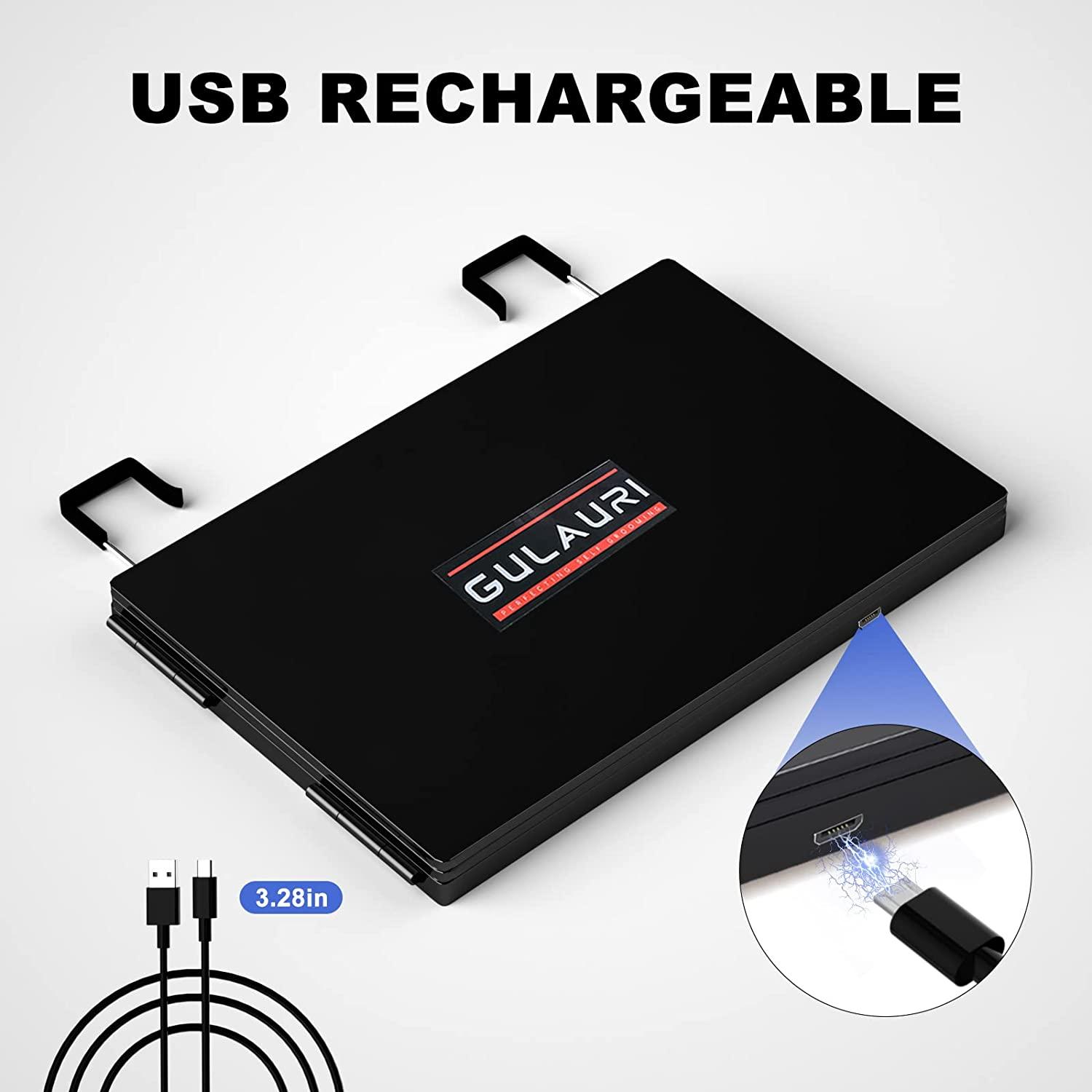 GULAURI 3Way LED Lighted Barber Mirror Trifold & Portable HandsFree