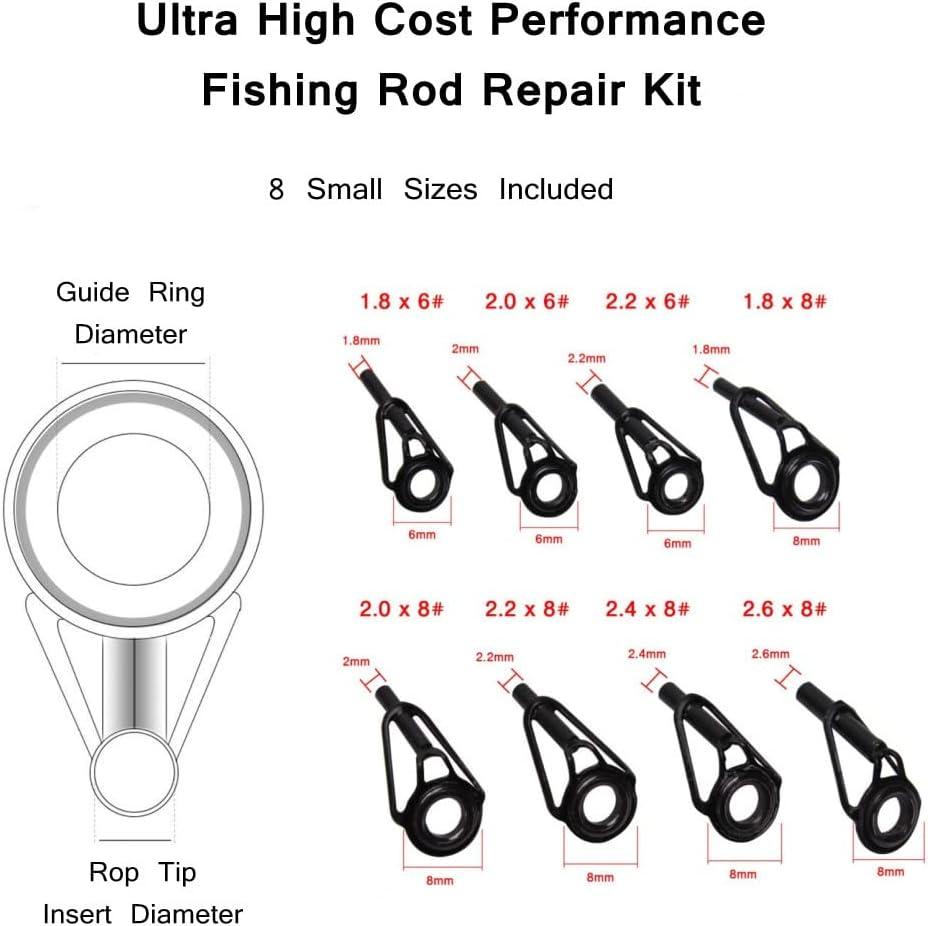 Fishing Rod Repair Kit - 8pcs Rod Tip Repair Kit Rod Top Tips Replacement  Stainless Steel Fishing Rod Tip Repair Kit Ceramic Rings
