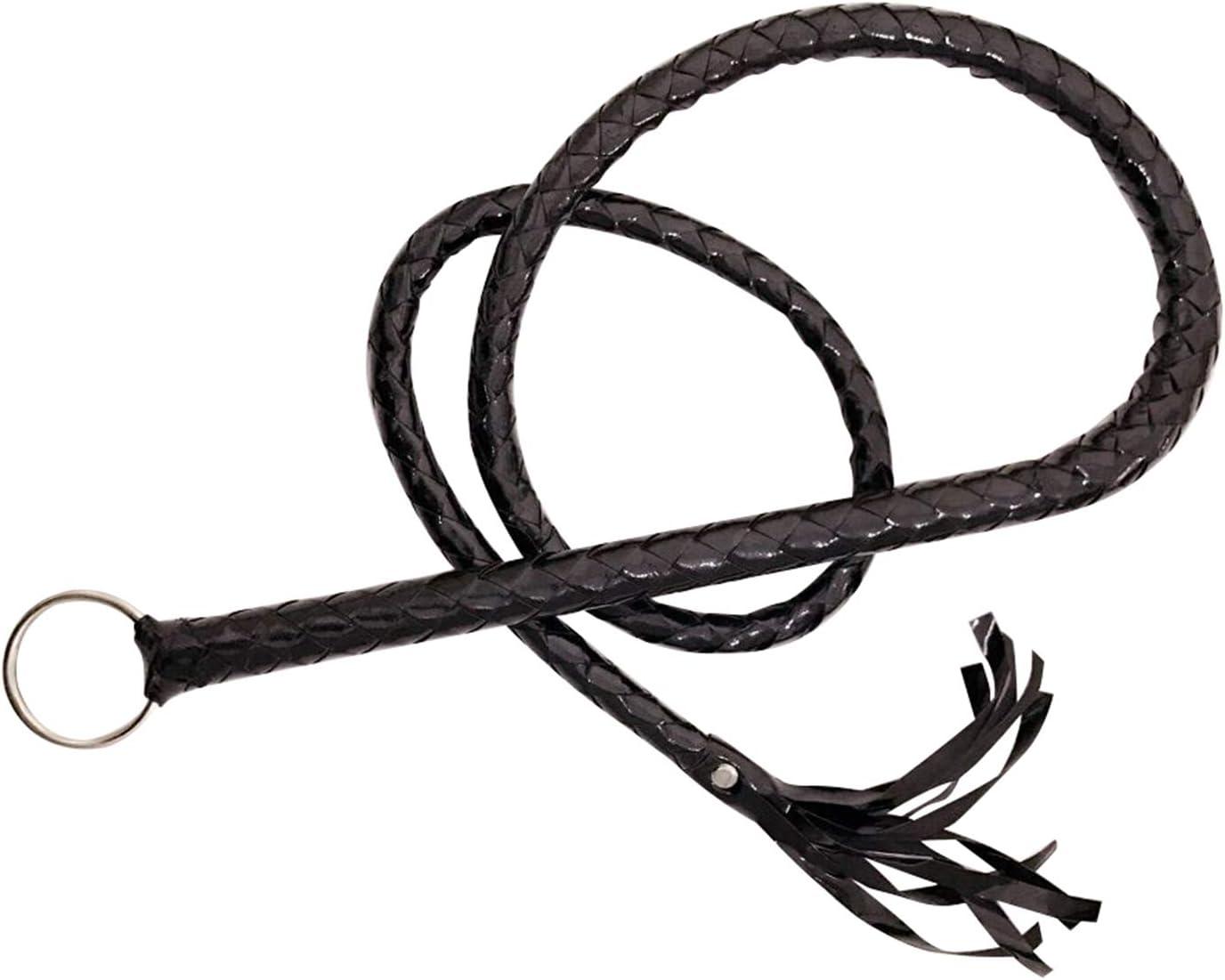 Riding Crop 55" for Horses, Faux Leather Black Whip Costume Whip