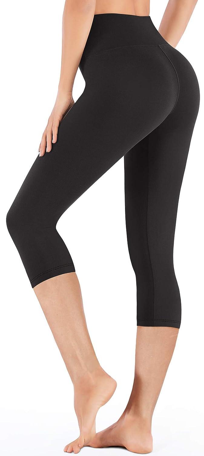 IUGA Capri Leggings with Pockets High Waist Cropped Trousers Yoga Pants for  Women Running Active 3/4 Length Leggings for Workout Exercise & Fitness  Black : : Fashion