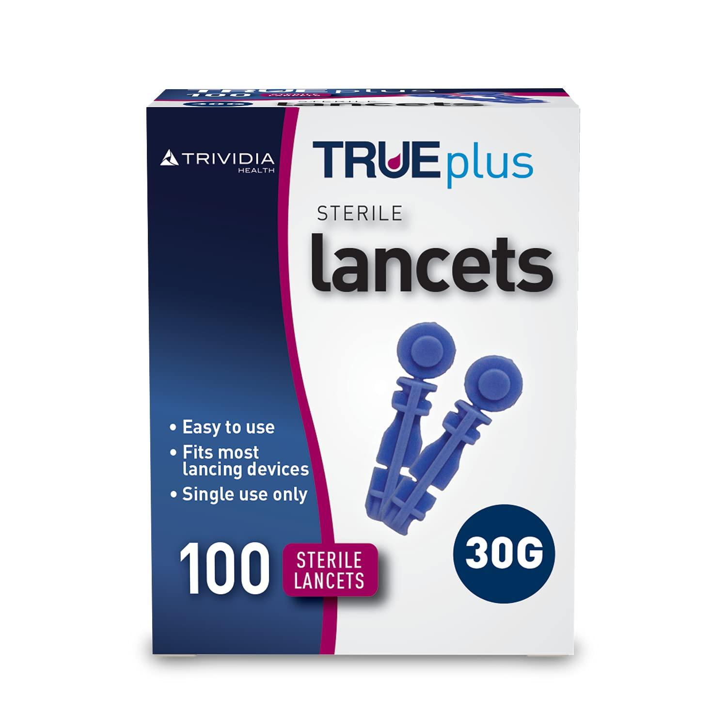 TRUEplus SingleUse Sterile Lancets 30 Gauge 100Pieces Colourless
