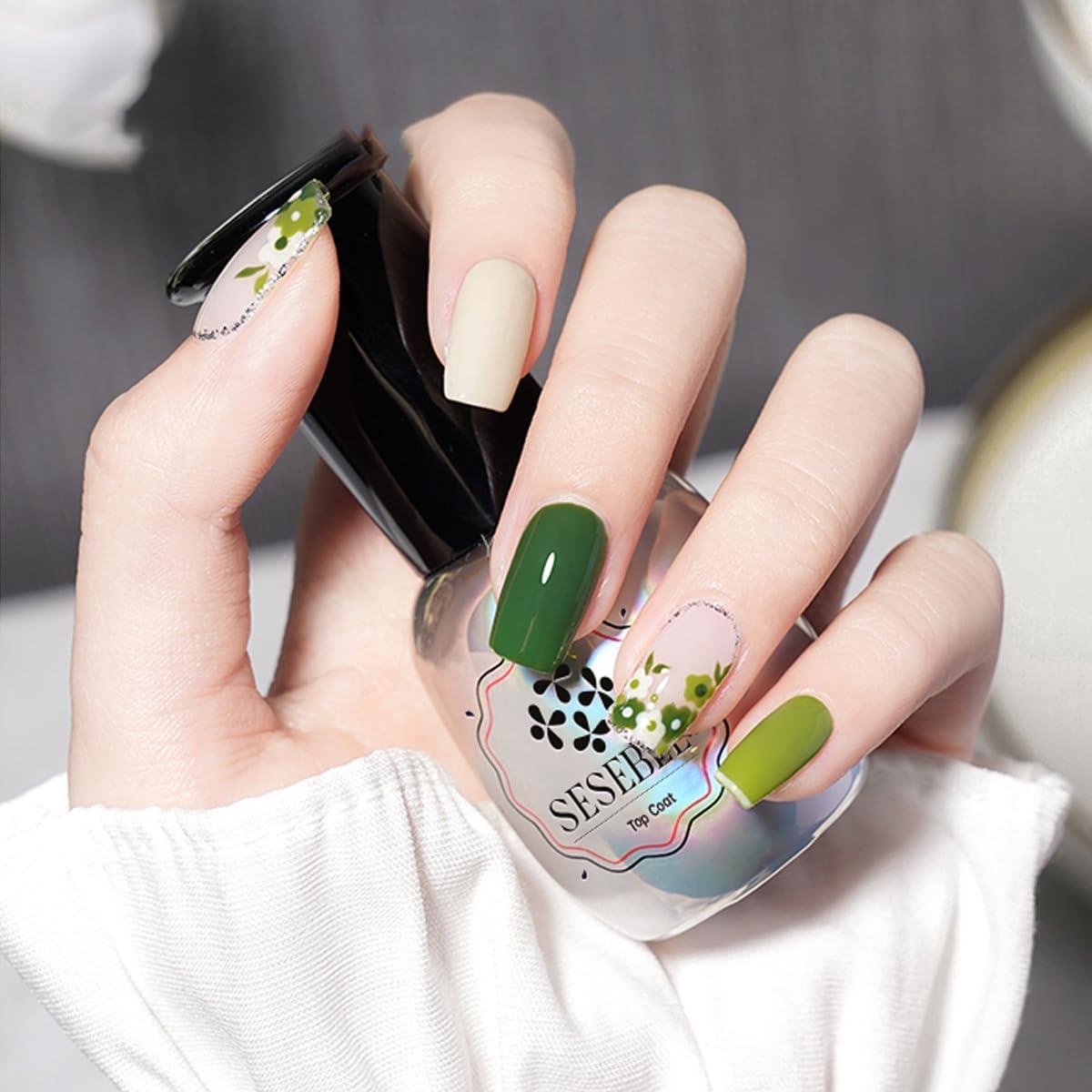 15ml Gel Top Coat and Base Coat Set No Wipe, LED Lamp Dry, Long