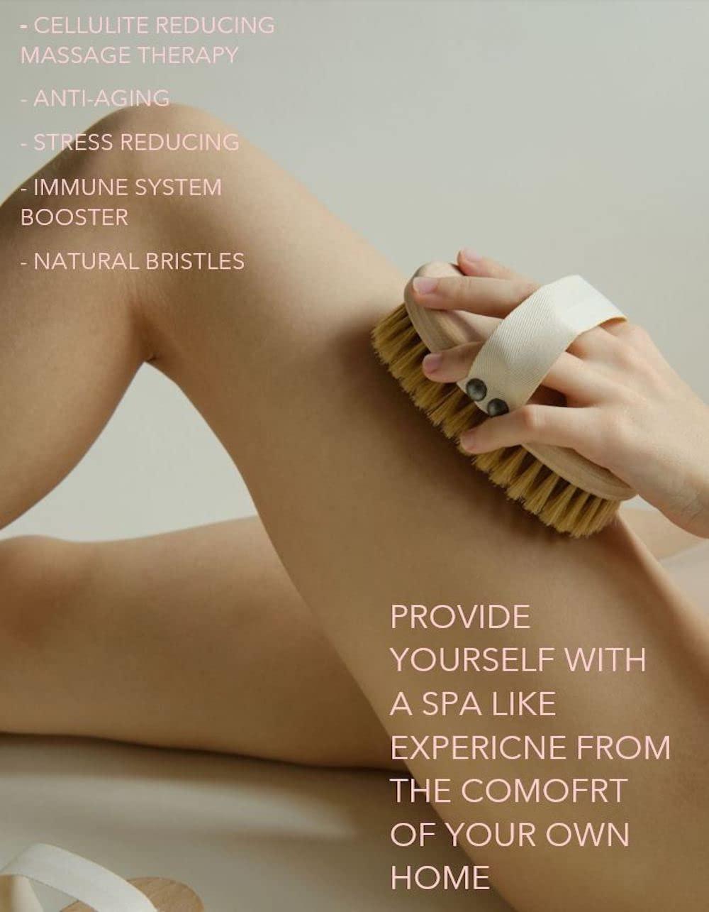 Dry Brush 100 Natural Dry Skin Exfoliating Body Brush Cellulite Treatment Lymphatic Massage